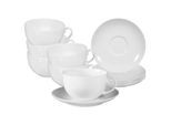 Tasse SELTMANN WEIDEN "Milchkaffeetassen mit Untertassen Rondo/Liane 0,35 l 6er Set weiß", weiß, 12 tlg., Porzellan, Trinkgefäße, Tasse