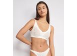 Bügelloser BH SLOGGI "ZERO Feel Bliss", Damen, Gr. M, N-Gr, weiß (silk weiß), Spitze, Obermaterial: 76% Polyamid, 24% Elasthan, Jacquardmuster, unifarben, BHs, herausnehmbare atmungsaktive Pads, fester Halt, verstellbare Träger
