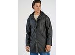 Regenjacke LINDBERGH "Regenmantel Relaxed Fit", Herren, Gr. XXL, schwarz, Obermaterial: 100% Polyurethan, unifarben, lässig geschnitten, Jacken Regenjacke