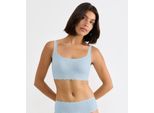 Bustier SLOGGI "ZERO Feel Bliss", Damen, Gr. M, N-Gr, blau (light blau), Spitze, Obermaterial: 76% Polyamid, 24% Elasthan, BHs Bustier, mit herausnehmbaren, atmungsaktiven Pads und Stretch-Spitze