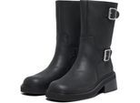 ONLY BUTTER-2 Polyurethan Damen Schwarze Absatz Stiefeletten bis zur Wadenmitte