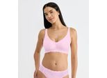 Bügelloser BH SLOGGI "ZERO Feel Bliss", Damen, Gr. M, N-Gr, rosa (floral pink), Spitze, Obermaterial: 76% Polyamid, 24% Elasthan, BHs, herausnehmbare atmungsaktive Pads, fester Halt, verstellbare Träger
