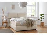 Boxspringbett OTTO HOME "Jenson", beige, B:168cm L:225cm, Struktur weich (85% Polyester/15% Nylon), Komplettbetten, Boxspringbett, in 4 Farben, 4 Breiten, 3 Matratzenarten in 2 Härtegraden, Topper