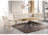 Eckbank EXXPO - SOFA FASHION "Latte", beige, B:234cm H:95cm T:156cm, 94% PES, 6% NY, Sitzbänke, Eckbank, moderne Sitz- und Rückensteppung, bequem und elegant, hoher Holzfuß