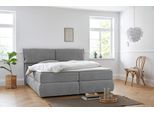 Boxspringbett OTTO HOME "Jenson", grau, B:208cm L:225cm, Struktur weich (85% Polyester/15% Nylon), Komplettbetten, Boxspringbett, in 4 Farben, 4 Breiten, 3 Matratzenarten in 2 Härtegraden, Topper