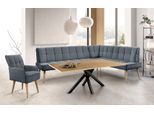 Eckbank EXXPO - SOFA FASHION "Latte", antrazith, B:254cm H:95cm T:196cm, 94% PES, 6% NY, Sitzbänke, Eckbank, moderne Sitz- und Rückensteppung, bequem und elegant, hoher Holzfuß