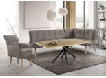 Eckbank EXXPO - SOFA FASHION "Latte", latte, B:234cm H:95cm T:156cm, 94% PES, 6% NY, Sitzbänke, Eckbank, moderne Sitz- und Rückensteppung, bequem und elegant, hoher Holzfuß