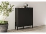 Kommode OTTO HOME "Jukon, Breite 110 cm, moderne grifflose Hochschrank, 2Türen", schwarz, B:110cm H:135cm T:40cm, Sideboards, Kommode, Highboard mit viel Stauraum, push-to-open-Funktion