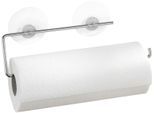 Wandrollenhalter WENKO "Modell Static-Loc", silber (silberfarben), B:30cm L:8,5cm, Metall, Küchenrollenhalter, Wandrollenhalter, Küchenrollenhalter aus verchromtem Metall, Befestigen ohne Bohren
