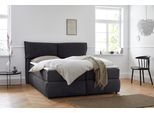 Boxspringbett OTTO HOME "Jenson", grau (anthrazit), B:188cm L:225cm, Struktur weich (85% Polyester/15% Nylon), Komplettbetten, Boxspringbett, in 4 Farben, 4 Breiten, 3 Matratzenarten in 2 Härtegraden, Topper