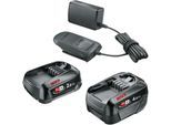 Akku Starter-Set BOSCH HOME & GARDEN, schwarz, B:240mm H:175mm T:74mm, Akkumulatoren, Akku Starter-Set, 2 Akkus 2Ah + 4Ah, 18 V, inkl. Ladegerät