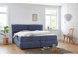 Boxspringbett OTTO HOME "Jenson", blau, B:208cm L:225cm, Struktur weich (85% Polyester/15% Nylon), Komplettbetten, Boxspringbett, in 4 Farben, 4 Breiten, 3 Matratzenarten in 2 Härtegraden, Topper
