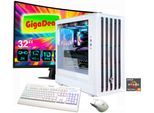 GAMEMAX Gaming-PC-Komplettsystem "GigaDeal CLAW WH 2803 AMD Ryzen 5 7500F 32GB DDR5 1TB SSD RX 9070", Energieeffizienz: G, weiß, Microsoft Windows 11 Home (64 Bit), 32 GB RAM 1.000 GB SSD, Computer_Komplettsysteme, Windows 11, DDR5 RAM + Gigabyte GS32QCA LED-Monitor Curved, 80 cm 32", Gaming-PC-Komplettsystem