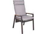 Hochlehner GARDEN PLEASURE "MATERA", grau (anthrazit, anthrazit, grau), B:56,5cm H:110cm T:65cm, Aluminium, Kunststoff, Polyester, Stühle, Hochlehner, Rückenlehne verstellbar