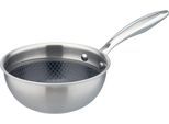 Sauteuse GSW "Inoxxa Black", silber (silberfarben), H:7cm Ø:16cm, Töpfe, Sauteuse, Schwenkpfanne aus Dreischicht-Material mit Antihaft-Versiegelung