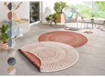 Teppich HANSE HOME "Porto Wendeteppich" Gr. 9, orange (terra), H:5mm Ø:140cm, Kunstfaser, Teppiche, Teppich, In-& Outdoor, Wetterfest, Balkon, Garten, Wohnzimmer, Wasserfest