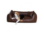Tierlando ® Orthopädisches Hundebett Maddox Kunstleder Hundesofa Mittelgroß Große Hunde Hundesofa XL XXL braun 1,5 m, 25 cm, 1 m