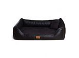 Tierlando ® MADDOX VIP Orthopädisches Hundebett VISCO Velours Kunstleder S - XXL schwarz 1 m, 25 cm, 75 cm