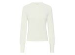 Strickpullover KAFFE "Strickpullover KAvera", Damen, Gr. L, weiß (chalk), Obermaterial: 65% Polyester PES. 35% Baumwolle CO., Pullover Strickpullover