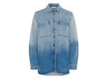 Jeansbluse KAFFE "Jeanshemd KAmiala", Damen, Gr. 36, blau (light blau denim ombre), Obermaterial: 98% Baumwolle CO. 2% Elasthan EL., Blusen Jeansbluse