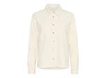 Jeansbluse KAFFE "Jeanshemd KAwhitney", Damen, Gr. 42, beige (sanftes weiß denim), Obermaterial: 98% Baumwolle CO. 2% Elasthan EL., Blusen Jeansbluse