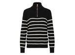 Strickpullover KAFFE "Strickpullover KAlioa", Damen, Gr. L, schwarz (schwarz, chalk stripe), Obermaterial: 50% Baumwolle CO. 50% Polyacryl PAN., Pullover Strickpullover