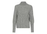 Strickpullover KAFFE "Strickpullover KAamelia", Damen, Gr. M, grau (grau melange), Obermaterial: 67% Polyester PES. 12% Baumwolle CO. 6% Elasthan EL. 5% Wolle mw. 5% Polyacryl PAN., Pullover Strickpullover