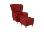 Supellex Sofia Ohrensessel mit Hocker Design Kunstleder Milano Rot?
