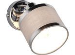 TRIO LEUCHTEN Deckenstrahler "AROSA, Spot, Metall chrom Stoff grau, exkl. E14 max 28W", beige (chrom, grau), 1, H: 15,5cm, 1 Stk., Leuchten, Deckenspot, Stange mit drehbaren kippbaren schwenkbaren Spots Ø10cm, Deckenstrahler