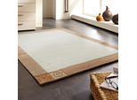 Wollteppich LUXOR LIVING "India" Gr. 8, beige, B:250cm H:20mm L:300cm, Wolle, Teppiche, Designer-Teppich Knüpfteppich Schurwollteppich Teppich, reine Wolle, handgeknüpft, mit Bordüre, auch als Läufer