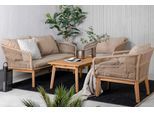 Loungegarnitur Chania 4-tlg. m. Kissen Beige/Akazie