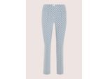 Stoffhose MADELEINE "Jerseyhose Jacquardhose mit grafischem Muster", Damen, Gr. 22, N + K Gr, blau (rauchblau, wollweiß), Obermaterial: 66% Baumwolle CO. 30% Polyamid PA. 4% Elasthan EL., Modern, schmal, Hosen Stoffhose, Jacquardhose mit elastischem Bund
