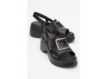 Lucia Leder Schnalle Plateau Sandale