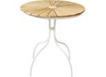 Gartentisch Ellen 80/80/74 cm Holz Weiss, Teakfarben rund