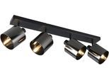 REALITY LEUCHTEN Deckenstrahler "JASON, Deckenspot Wohnzimmerlampe exkl 4x E14 max 10W, Deckenlampe", schwarz (rauchgrau schwarz), 4, Ø 12cm H: 22cm, 1 Stk., Leuchten, 4 verstellbare Strahler, Metall schwarz, Lampenschirm rauchgrau, Deckenstrahler