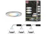 PAULMANN LED Einbauleuchte "LED Einbauleuchte Nova Coin IP44 rund 78mm", silber (edelstahlfarben), 3, Ø 7,8cm, 3 Stk., Leuchten, Memoryfunktion, Farbwechsler, Farbsteuerung, Dimmer, Smart Home