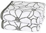 Handtücher ROSS "Blütenfond 9029", schwarz-weiß (weiß, anthrazit), B:50cm L:100cm, Frottier, Obermaterial: 100% Baumwolle, Handtücher, aus feinster Mako-Baumwolle