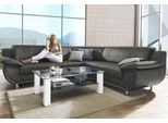 Ecksofa TRENDMANUFAKTUR "Rondo wahlweise mit Schlaffunktion, bequeme Armlehnen", grau (anthrazit, grau), B:267cm H:85cm T:247cm, Microfaser PRIMABELLE (100% Polyester);Kunstleder SOFTLUX;Struktur (54% Polyacryl, 46% Polyester);NaturLEDER (echtes Rindsleder) in Sitz und Rücken, Korpus Kunstleder SOFTLUX, Sofas, Ecksofa, L-Form, wahlw.mit Federkern, Füße chromfarben, Unser Dauertiefpreis