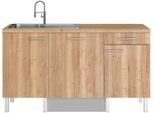 Pantryküche OPTIFIT "Lilly", braun (küche: natur, front: wildeiche, korpus: wildeichefarben, arbeitsplatte: wildeichefarben), B:160cm H:90cm T:60cm, Komplettküchen-Sets, Breite 160 cm, wahlweise mit E-Geräten