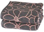 Handtücher ROSS "Blütenfond 9029", bunt (anthrazit, peach pink), B:50cm L:100cm, Frottier, Obermaterial: 100% Baumwolle, Handtücher, aus feinster Mako-Baumwolle