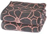 Handtücher ROSS "Blütenfond 9029", bunt (anthrazit, peach pink), B:50cm L:100cm, Frottier, Obermaterial: 100% Baumwolle, Handtücher, Handtücher, aus feinster Mako-Baumwolle