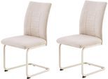 Freischwinger HELA "AUGUSTA", beige, creme, grau, beige, B:48cm H:98cm T:61,5cm, Metall, Polyester, Stoff, Stühle, Freischwinger, Schwinger, XL-Sitzbreite, Wellenfederung, 140kg belastbar