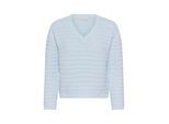 Strickpullover KAFFE "Strickpullover KAmetta", Damen, Gr. M, blau (nantucket breeze), Obermaterial: 50% Baumwolle CO. 50% Polyacryl PAN., Pullover Strickpullover