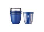 Lunchbox MEPAL "Lunchpot mit Fruitpot Ellipse 2er Set", blau (vivid blau), B:2cm H:2cm L:2cm, Kunststoff, Lebensmittelaufbewahrungsbehälter, Lunchbox