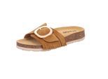 Pantolette ROHDE "MILANO", Damen, Gr. 42, braun (hellbraun), Veloursleder, unifarben, Basic, Schuhe Pantolette, Strandschuh, Urlaubsschuh, Sommerschuh, zwei verstellbare Schnallen