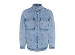 Allwetterjacke KAFFE "Jacke KAbabena", Damen, Gr. 38, blau (blau denim, pink flower emb.), Obermaterial: 95% Baumwolle CO. 5% Polyester PES., Jacken