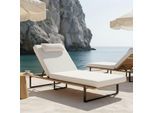 Gartenliege Eva Creme Holz/Textil/Metall