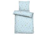 Bettwäsche APELT "Beach", blau, B/L: 135cm x 200cm, 1 Stk., 1 Stk., Satin (Bio-Baumwolle), B/L: 80cm x 80cm, Satin (Bio-Baumwolle), Obermaterial: 100% Baumwolle, Bettwäsche, Bettwäsche, Strandmotiv