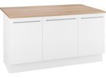 Kücheninsel OPTIFIT "Bern", weiß (küche: weiß, korpus: weiß, arbeitsplatte: eichefarben hell), B:160cm, Komplettküchen-Sets, mit durchgehender Arbeitsplatte als Theke, Breite 160 cm