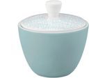 Zuckerdose SELTMANN WEIDEN "Life Fashion", blau (grün chic, weiß), B:9,8cm H:10,2cm L:9,8cm Ø:9,8cm, Porzellan, Lebensmittelaufbewahrungsbehälter, Zuckerdose, Fassungsvermögen 0,26 Liter
